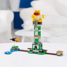 A LEGO Super Mario Boomer Bill Barrage Expansion Set sits on a white table in a bright room.