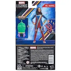 Back of Marvel Legends Ms. Marvel box showing figure, accessories, and BAF Hulk torso