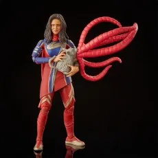 Ms. Marvel action figure holding Goose the Flerken cat, with tentacles extended