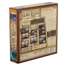 An angled view of the back of the Nemo Rising board game box from WizKids.