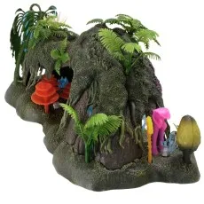 The Omatikaya Rainforest toy set is shown with a large, hollow tree arch and various fantasy plants.