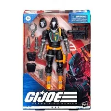 The front of a G.I. Joe toy box, with a clear plastic window showing the robot figure and its accessories.
