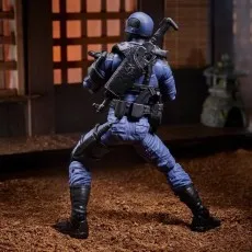 The back of a G.I. Joe Cobra Officer figure with a rifle slung on its back.