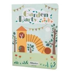 A children's book cover titled Garden Party with a play structure and animal characters
