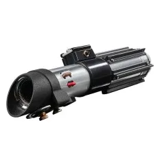 Close-up of the hilt of a Darth Vader Force FX Elite Lightsaber on a white background.