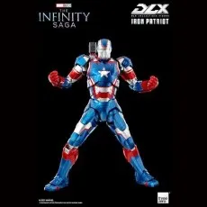 The DLX Iron Patriot collectible figure in a fighting stance with its fists clenched.