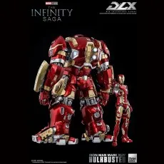 A size comparison of the Hulkbuster and Iron Man Mark 43 action figures.