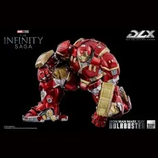 The Hulkbuster Iron Man Mark XLIV DLX figure in a powerful kneeling pose.