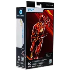 The back of a McFarlane Toys The Flash action figure box featuring an illustration of the superhero.