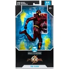 A McFarlane Toys Flash action figure sealed in its clear plastic box, showing a figure with lightning accessories.