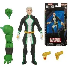 The Marvel Legends Marvel Boy action figure, its box, and various accessories are displayed.