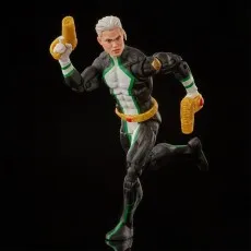 The Marvel Legends Marvel Boy action figure in a running pose, holding two gold blasters.
