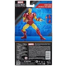 The back of the Marvel Legends Iron Man (Heroes Return) box shows the figure and its accessories.
