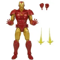The Iron Man toy is in his classic red and gold armor, with extra hands and energy blasts.