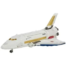 The Transformers Earthrise Sky Lynx figure in its white and gold space shuttle vehicle mode.