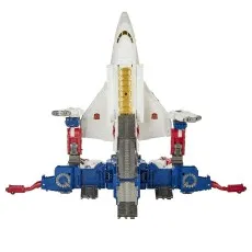The Transformers Earthrise Sky Lynx figure is in its launch base mode, featuring a shuttle and base