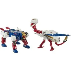 The two animal components of the Transformers Earthrise Sky Lynx figure, a lynx and a birddinosaur.