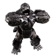 The Takara Tomy Transformers Optimus Primal figure in its large, black gorilla beast mode with green eyes.