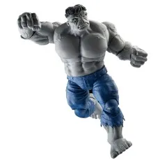 Grey Hulk (Joe Fixit) action figure leaping through the air with a menacing snarl and one fist raised.