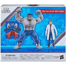 The Marvel Legends Gray Hulk and Bruce Banner 2-pack box back, displaying the figures and accessories