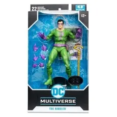 McFarlane Toys DC Multiverse The Riddler action figure in box, showing his green suit and purple gloves