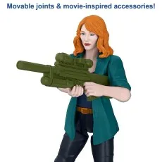 Close-up of the Claire Dearing action figure aiming a large green movie-inspired weapon.