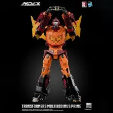 Threezero MDLX Rodimus Prime figure holding up the Matrix of Leadership with both hands..