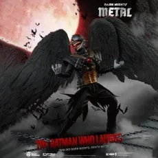 Dynamic 19 scale figure of The Batman Who Laughs from Dark Nights Death Metal with huge black wings.