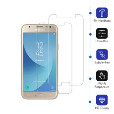 Tempered Glass for Samsung J3 2017 Screen Protector Bubble Free 9H Hardness, High Transparency, Dust-Free- (2 Pack)