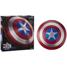 Full-sized Captain America shield collectible from The Falcon and Winter Soldier with box visible.