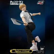 FigZero 16 Denji action figure from Chainsaw Man, dynamically posed mid-strike with an axe.