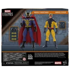 Back of Marvel Legends Squadron Supreme two-pack box showing Nighthawk and Blur and their included accessories