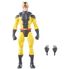 Marvel Legends figure of Blur from the Squadron Supreme, in a yellow and black costume, with two alternate hands.