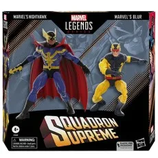 Marvel Legends Squadron Supreme two-pack box showing figures of Nighthawk (bluered) and Blur (yellowblack).