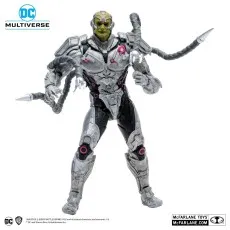 Full-body shot of the DC Multiverse Injustice 2 Brainiac action figure with all four robotic tentacles attached.