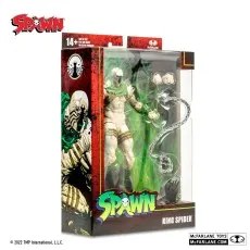 Angled view of the McFarlane Toys Spawn King Spider action figure in its box packaging.