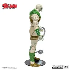 Side profile of the McFarlane Toys Spawn King Spider action figure holding his spiked mace and chain.