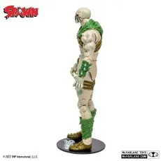 Side profile of the McFarlane Toys Spawn King Spider action figure standing on a black base.