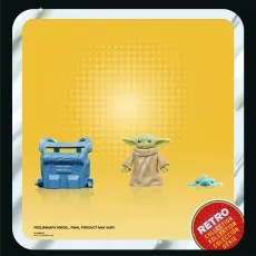 The Child figure, blue backpack, and blue frog, against a retro yellow background with red badge.