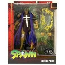 McFarlane Toys Spawn Disruptor action figure in his purple cape and armor, sealed in a window box.