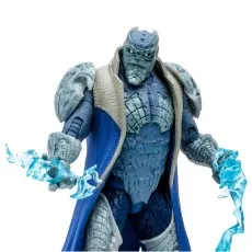 DC Multiverse Brainiac action figure from Injustice 2 in silver armor with four segmented tentacles.