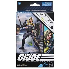 Front of the G.I. Joe Classified Series Agent Helix action figure box art and logo.