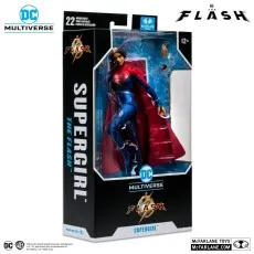 McFarlane Toys Supergirl action figure packaging, showing the character in a flying pose.