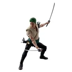 S.H.Figuarts Roronoa Zoro figure in a two-sword fighting stance on a white background.