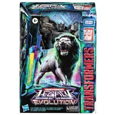Front of the sealed Transformers Legacy Evolution Nemesis Leo Prime box with lion artwork.