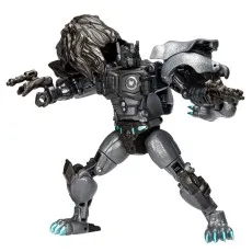 Transformers Legacy Evolution Nemesis Leo Prime in robot mode, with metallic gray body and blue accents.