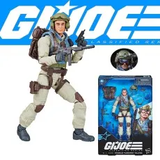 G.I. Joe Classified Agent Helix in a yellow and gray suit, posed with her twin swords.