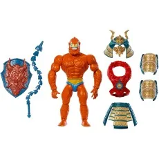 Masters of the Universe Beast Man action figure with blue loincloth and samurai armor accessories.
