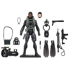 G.I. Joe Classified Action Sailor Recon Diver figure with a full set of accessories laid out around him..