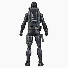 Rear view of the G.I. Joe Classified Recon Diver action figure, showing its black wetsuit and scuba pack